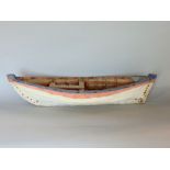 Good quality 22" open deck boat, with painted canvas detail, 55cm long
