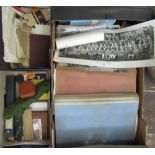 A miscellaneous collection of ephemera to include a box containing unsorted loose stamps and a small