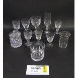 A mixed collection of cut and cranberry glassware to include various wine and sherry glasses,