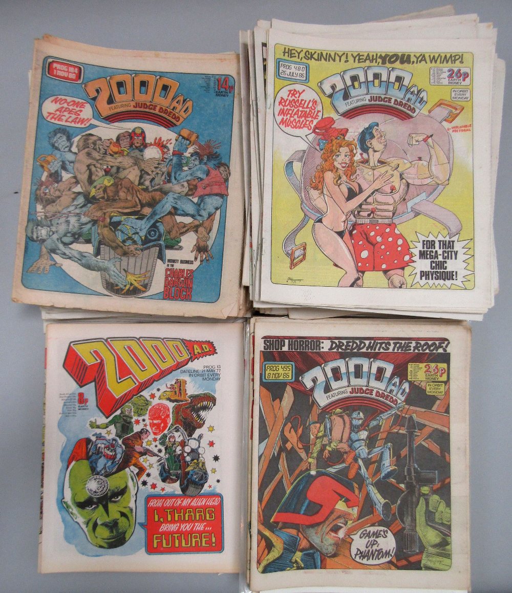 An extensive collection of 2000 AD comics including early 1977 edition, and a 1986 souvenir edition,