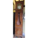 An early 19th century continental long case clock, the pine case with original grained and