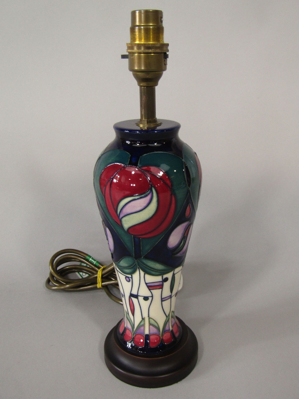 A Moorcroft lamp base of shouldered form in the Tribute to Charles Rennie Mackintosh pattern, 20.5