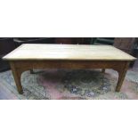 A good 19th century farmhouse kitchen work table in scrubbed and waxed pine, the planked top with