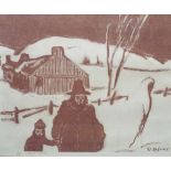 St Pierre, (20th century continental school) - Signed monochrome limited edition print of a man