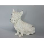 Cast spelter figure of a seated scottie dog (possibly a door stop) 27 cm high