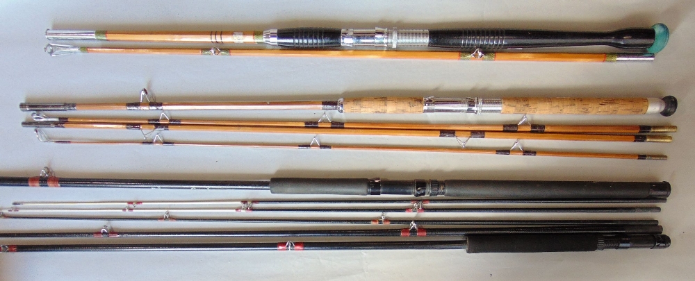 Vintage Thames Anon Shaw fishing rod together with a further similar rod and a diawa combo (3)