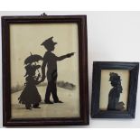 A collection of five late 19th/early20th century silhouette studies of children including a boy