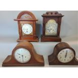 Westminster chime style three train mantle clock with three others (4)