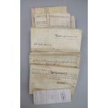 A box containing a collection of 18th, 19th and early 20th century assorted vellum legal documents