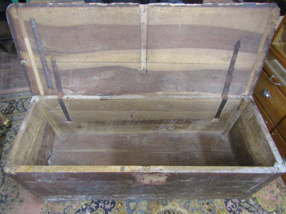 A substantial 18th century continental coffer in mixed woods, including walnut, with substantial - Image 2 of 4