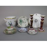 A collection of early 19th century and later ceramics including a pair of dark red and gilt