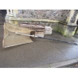 Elver net with long handled aluminium pole, together with fifteen wooden framed and segmented