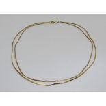 9ct double strand chain necklace, 8g