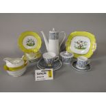 A collection of Tuscan China Manhattan pattern tea and coffee wares comprising coffee pot, sugar