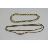 9ct rope twist necklace and a 9ct fancy link bracelet, 8g total (2)