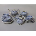 A collection of 19th century blue and white printed child's miniature teawares comprising teapot,