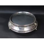 Good quality silver plated plinth or stand, with a mirrored top and beaded decoration engraved