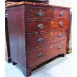 A Georgian mahogany and stained pine bedroom chest, with crossbanded detail, fitted with an