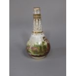 A 19th century bottle shaped vase and cover with good quality continuous painted landscape