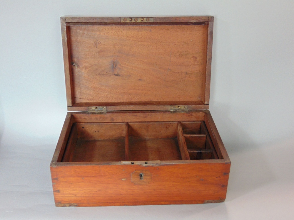 19th century flame mahogany writing slope, the hinged top enclosing a fitted interior together - Image 3 of 4