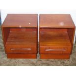 A G-Plan Fresco teak bedroom chest of five long drawers with sculptural handles, together with a