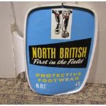 A vintage wall mounted metal sign advertising North British 'First in the Field' Protective
