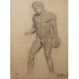 Victor Silva (Early 20th century British school) - Pair of charcoal life studies of male nudes, both