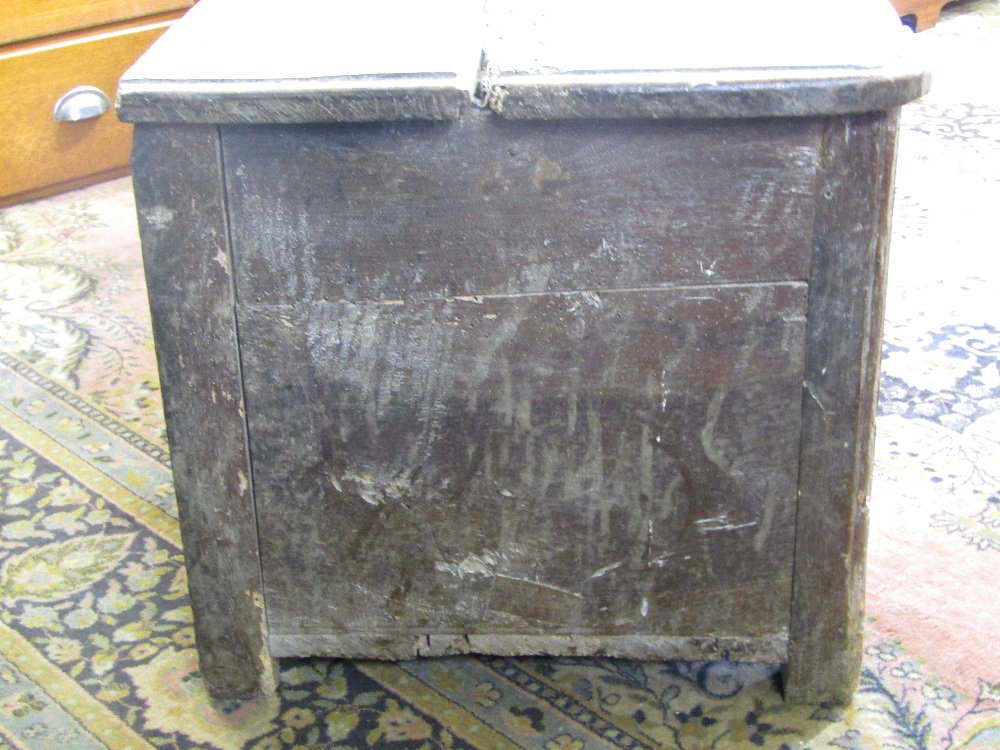 A substantial 18th century continental coffer in mixed woods, including walnut, with substantial - Image 4 of 4