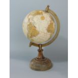 A small terrestrial globe on stand, 24cm high