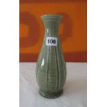 James Walford (1913-200) - celadon glazed baluster vase with faceted incised decoration, 22 cm high