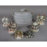 A Copeland Spode Alenite ovenware game tureen and cover with relief moulded game bird,