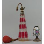A Baccarat vaporiser (Les Vaporisatuers) the body of cylindrical tapering cut glass with cranberry