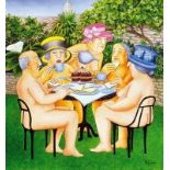 Beryl Cook (1926-2008) - 'Tea In The Garden', signed, limited edition 147/650, coloured print