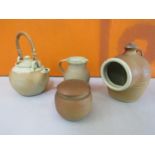 Probably Ray Finch for Winchcombe Pottery - Four terracotta studio pieces with salt glaze highlights