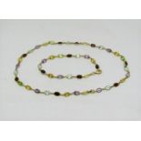 Italian 18ct multi gem set necklace and matched bracelet, can also be worn as a longer necklace,