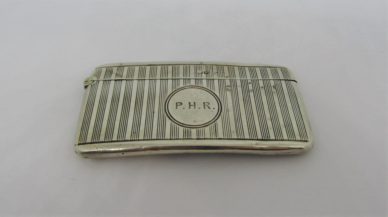 A silver card case of convex form with engine turned detail, Chester 1908, together with a 19th - Image 4 of 4