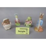 A collection of seventeen Royal Albert Beatrix Potter figures, 15 with boxes, together with four