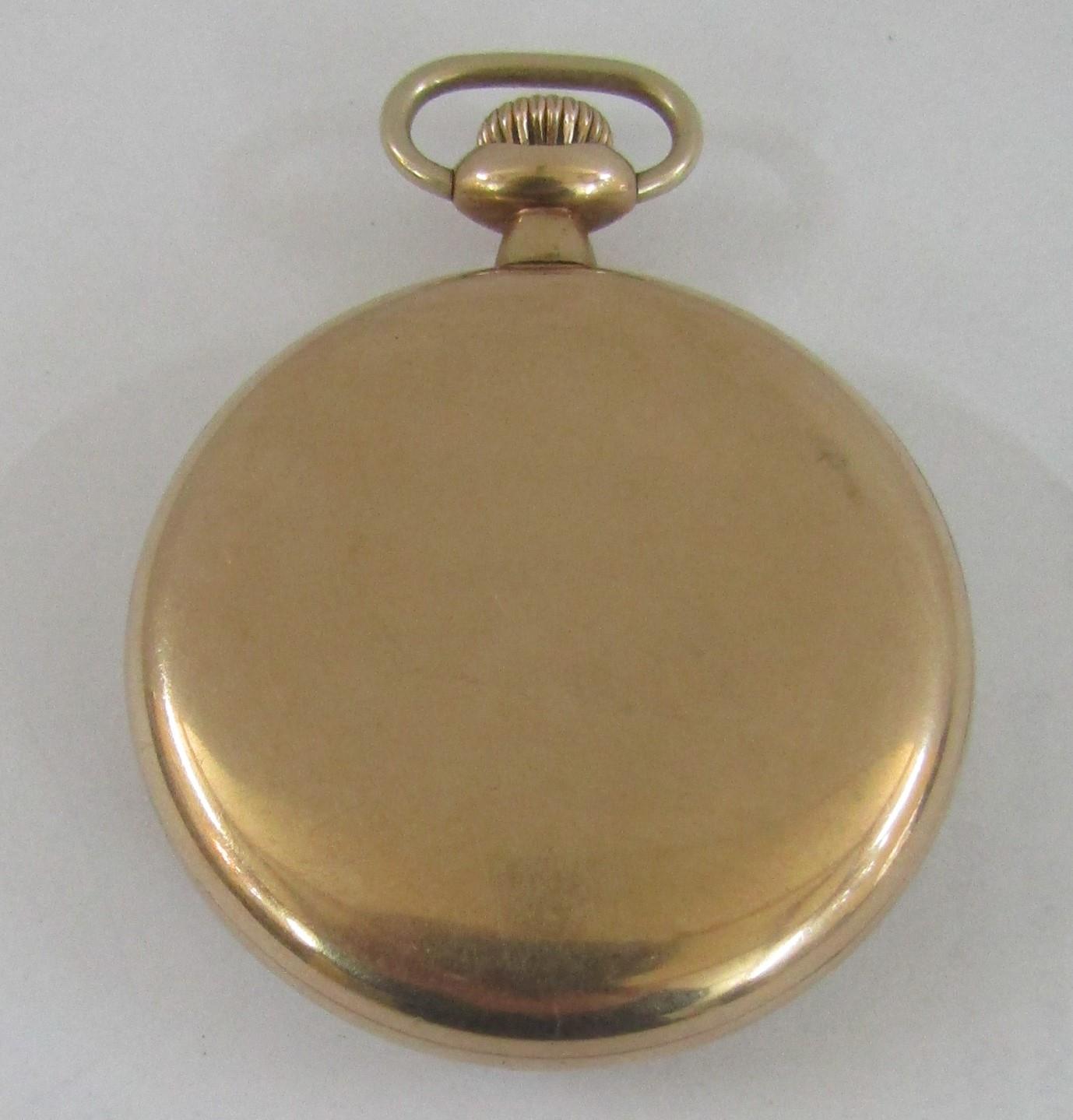 Vintage gold plated Zenith 17 jewel pocket watch, the enamel dial with Arabic numerals and - Image 2 of 3