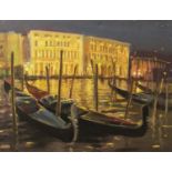 Robert Collins (B.1952) - Venetian gondola scene, signed, oil on canvas, 51 x 61cm