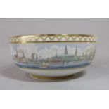 A large Royal Copenhagen limited edition punch bowl with continuous coastal landscape