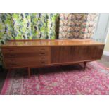 Archie Shine for Robert Heritage teak, rosewood and afromoisa long sideboard, fitted with four