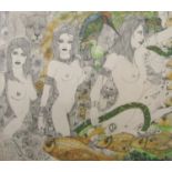 Stanley Matthews (20th century) - An eclectic Bohemian study with various nude females, wildlife and