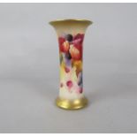 A Royal Worcester vase of cylindrical form with flared neck, with painted decoration of blackberries