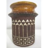 Albin Brekke of Norway - Studio pottery vase with white incised geometric decoration, 17.5cm high