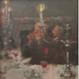 Bernard Dunstan (1920-2017) - 'Dinner At The R.A.', monogrammed BD, oil on board, The Patricia Wells