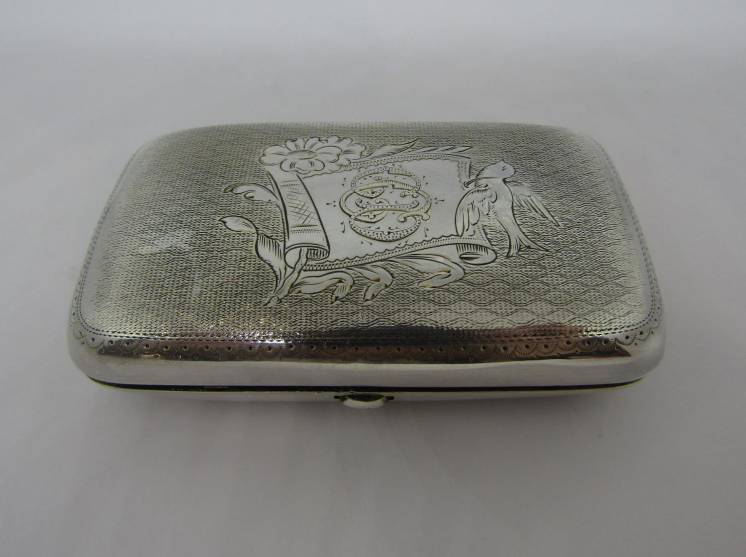 A silver card case of convex form with engine turned detail, Chester 1908, together with a 19th - Image 3 of 4