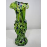 A Murano type Venetian glass vase in the form of a hand holding a torch, 24cm high