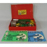 Box of Meccano with 2 layers of pieces and instructions for nos 3 and 6 Outfits