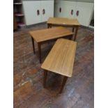 Nest of three table in the manner of Gordon Russel of Broadway, the largest 58cm wide x 43cm high