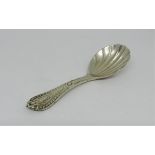 A Victorian silver caddy spoon with shell shaped bowl, London 1859 by Chawner & Co